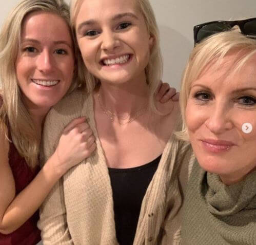 Emilie Hoffer with her mom, Mika Brzezinski, and sister.
